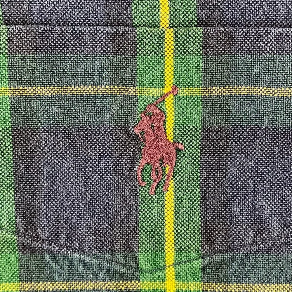Vintage Polo Ralph Lauren Shirt Men Medium‎ Navy Tartan Plaid Blaire Preppy Pony